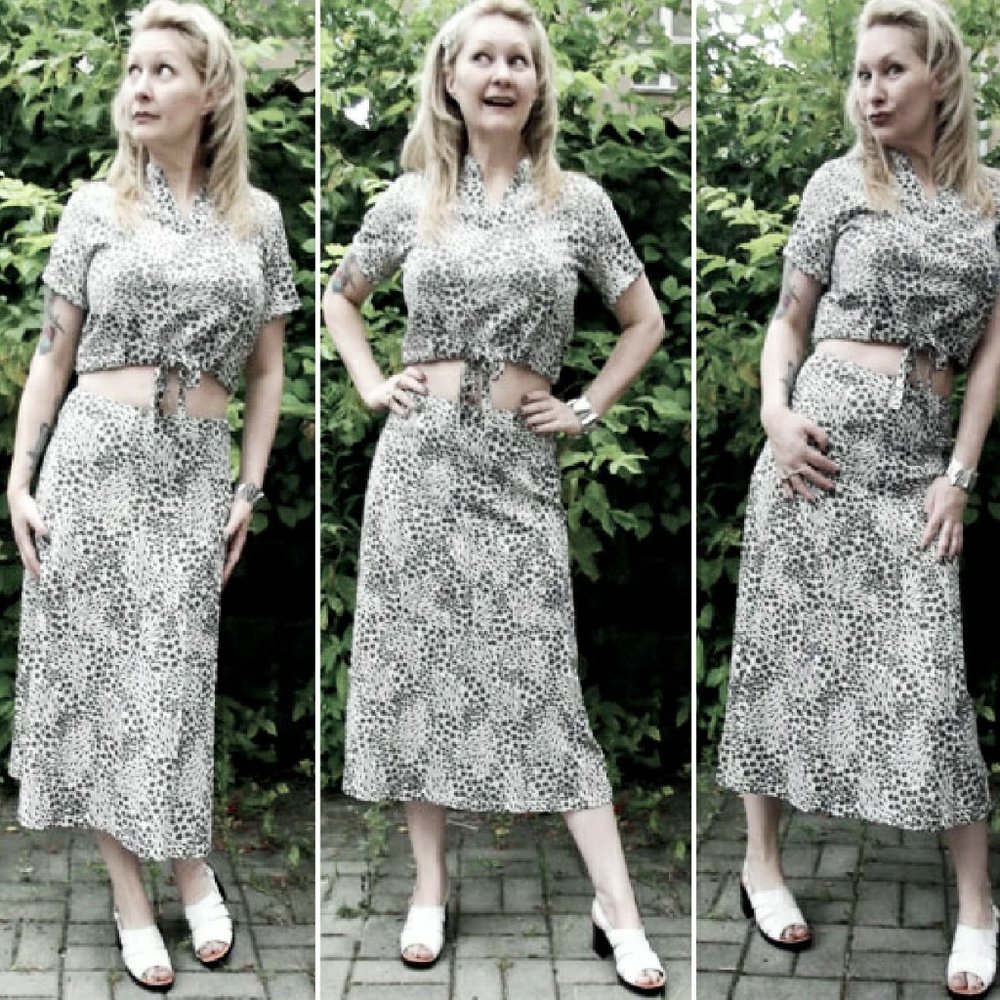 Refashioned Vintage Top + Skirt Set (M)